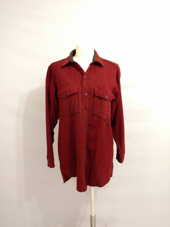 red wool shirt jacket