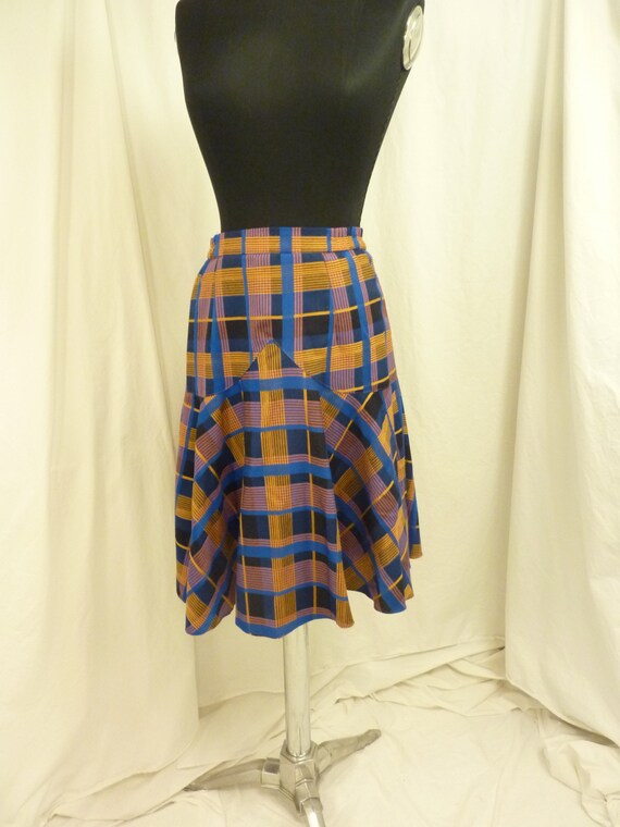 Plaid Wool Vintage 80's Midi Mid Length Skirt Med 