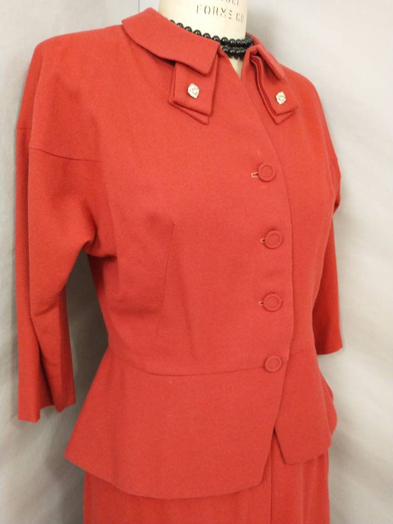 40's Women's Suit Dark Rose Pink Skirt & Jacket S… - image 3