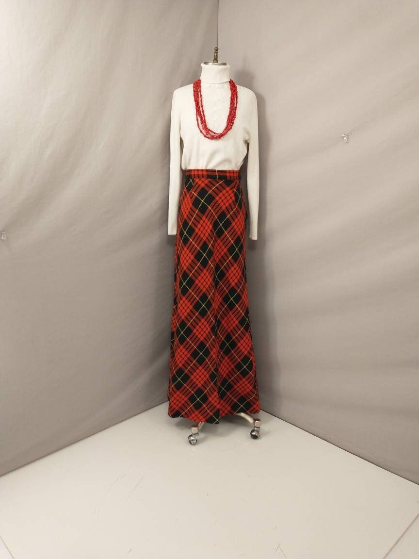 Tartan Plaid Maxi Skirt Vintage Ralph Lauren Large XL 