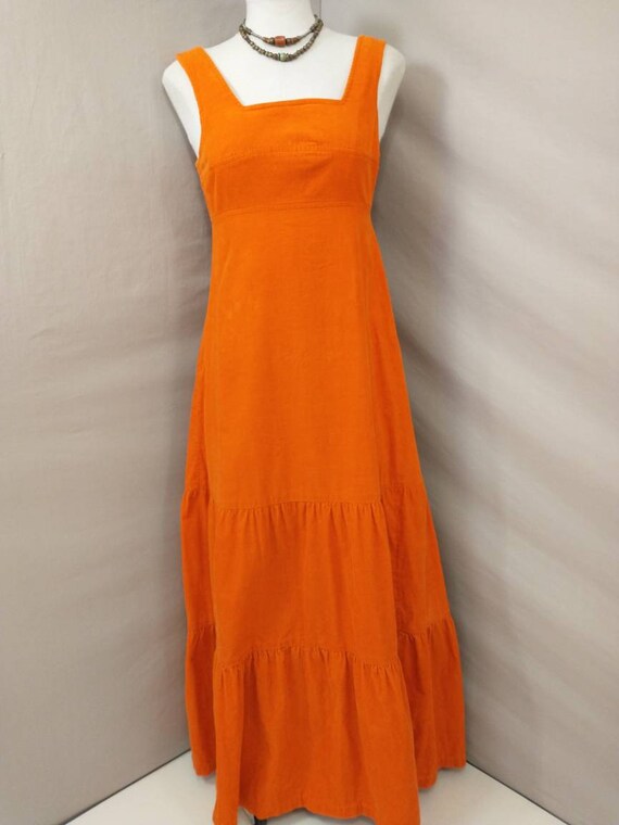 Exceptional Orange Cotton Corduroy Maxi Dress Vin… - image 2