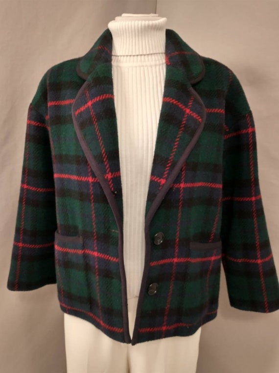 Plaid Wool Blanket Short Jacket Classic Talbots V… - image 2