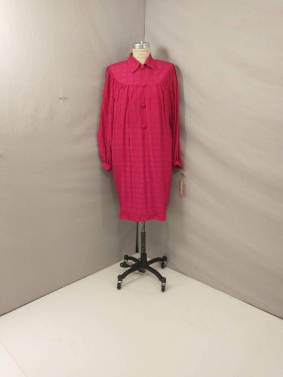 Deadstock 90's Hot Pink Silk Dress Vintage Nineti… - image 1
