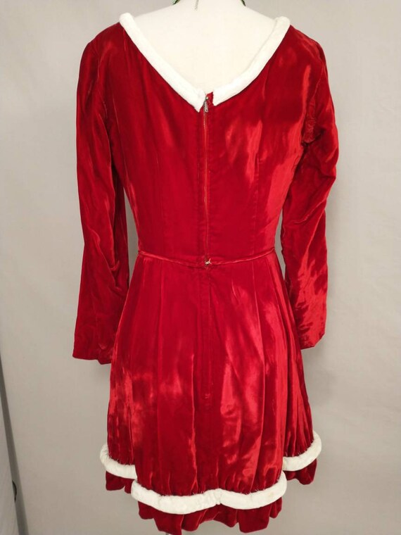 Mrs Claus Vintage Costume Short Dress Red Velvet … - image 5