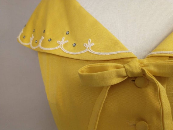 60's Bright Yellow Party Dress Vintage Feminine F… - image 6