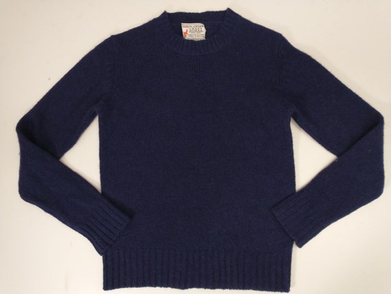 70's Navy Blue Shetland Wool Pullover Sweater Vin… - image 8