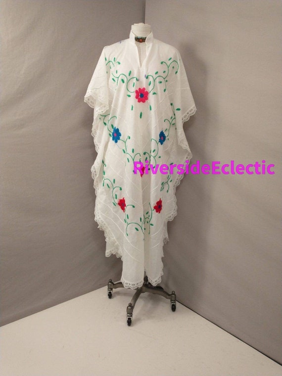 White Caftan Vintage 80's Long Hostess Maxi Dress