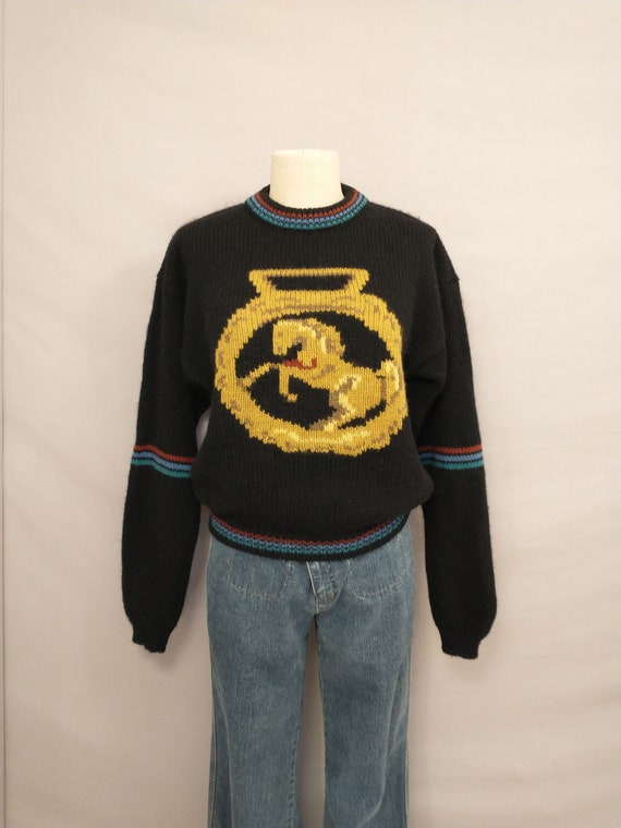 Vintage Horse Sweater Classic Wool Pullover 80s - 