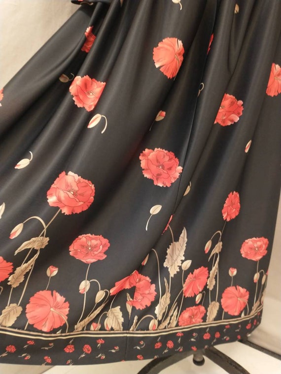 Poppies Floral Maxi 70's Vintage Red Flowers 1970… - image 8