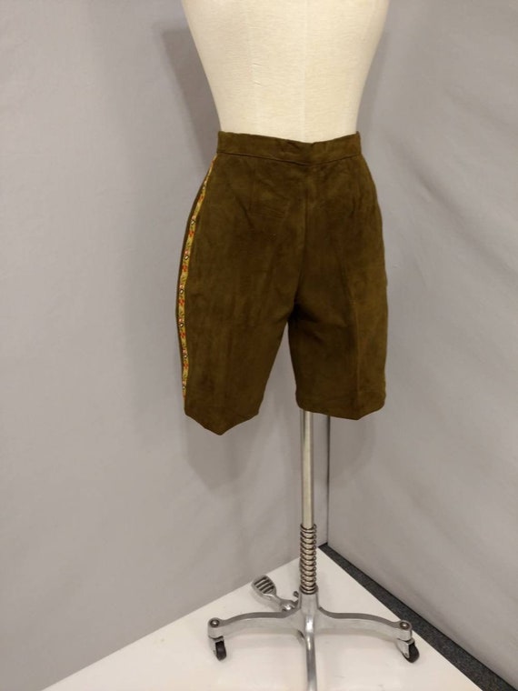 Vintage 70's 80's Suede Leather High Waisted Shor… - image 1