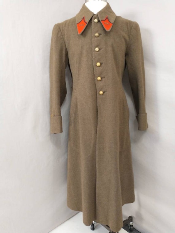 40's French Vintage Military Wool Greatcoat WWII … - image 2