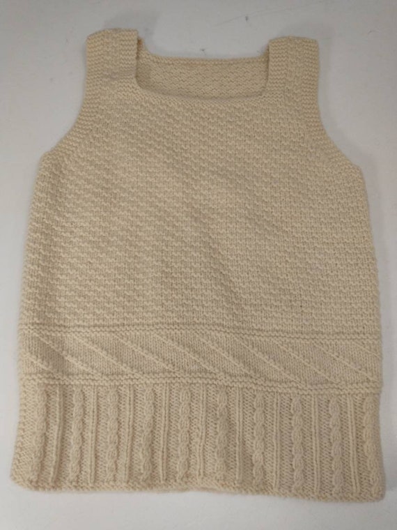 Aran Wool Hand Knit Sweater Vest Vintage 90's Nat… - image 7