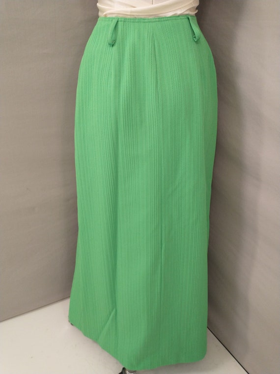Bright Neon Green Vintage 70's Long Maxi Skirt Wr… - image 5
