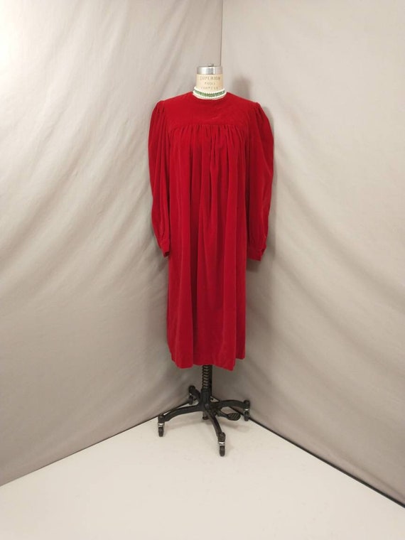 Red Velvet Vintage 80's Dress One of a Kind Handm… - image 1