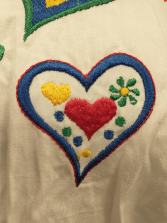 Hearts Embroidered Shirt 80's Classic Cotton Butt… - image 6