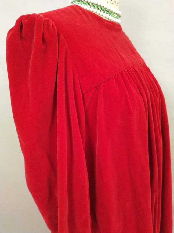 Red Velvet Vintage 80's Dress One of a Kind Handm… - image 3