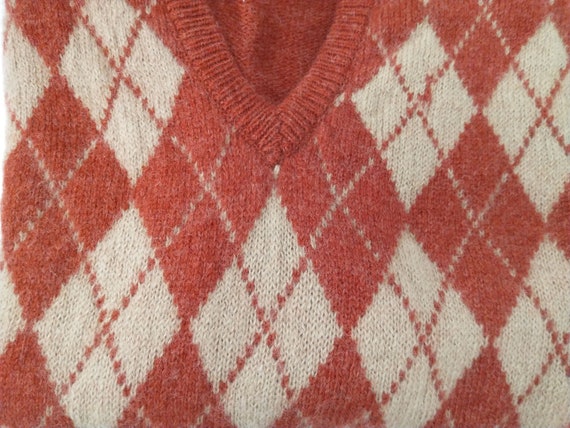 Harlequin Shetland Wool V Neck Pullover Sweater V… - image 7