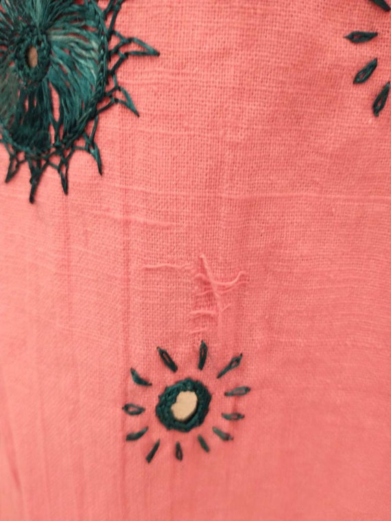 70's Hippie Maxi Skirt Hot Pink Embroidered Handm… - image 7