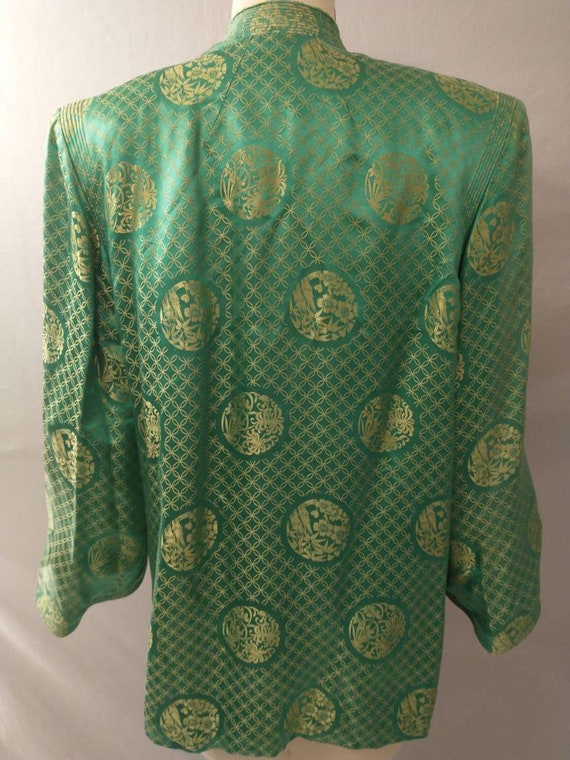Old Silk Green Satin Chinese Jacket Gorgeous Tail… - image 3