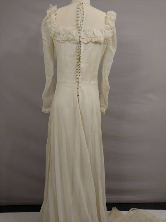 Seventies Vintage Wedding Gown Ivory Cream Ecru S… - image 4