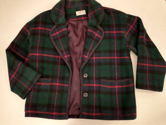 Plaid Wool Blanket Short Jacket Classic Talbots V… - image 6