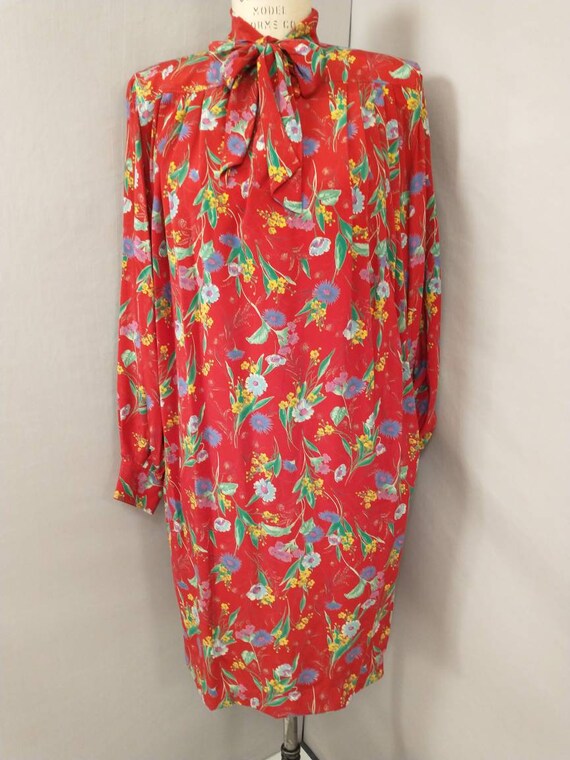 Ungaro Paris Silk Floral Vintage 80's Dress Flowe… - image 2