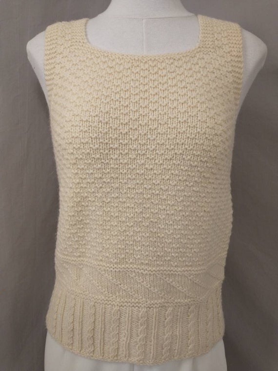 Aran Wool Hand Knit Sweater Vest Vintage 90's Nat… - image 2