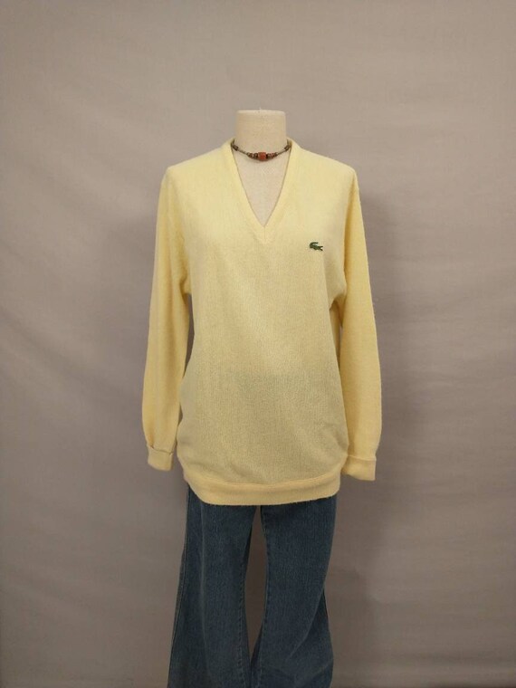 Yellow Lacoste Pullover Sweater Vintage 80 s Izod Acrylic V Neck
