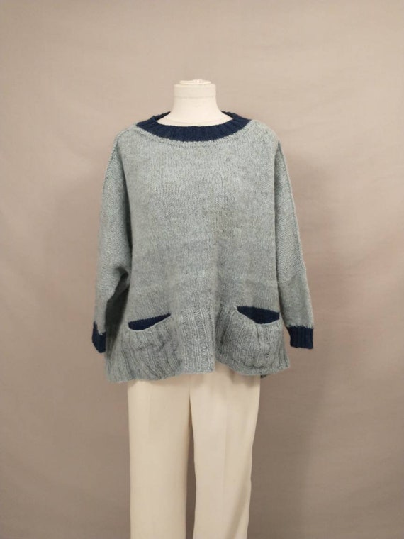 Artsy Bulky Handmade Sweater Handknit Very wide &… - image 1