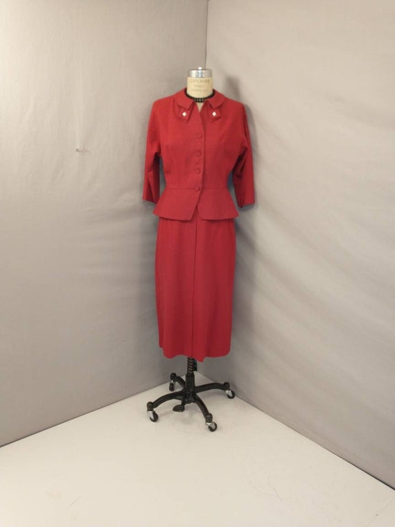 40's Women's Suit Dark Rose Pink Skirt & Jacket S… - image 1
