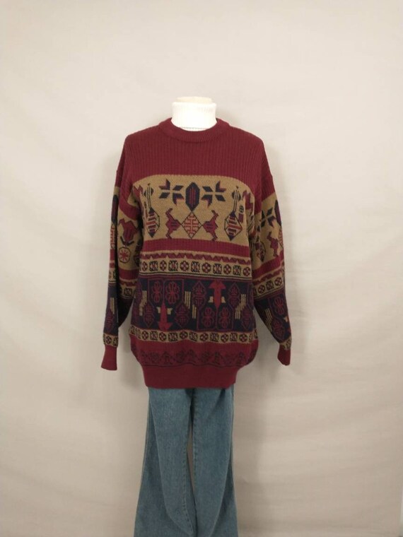 Native Pattern Pullover Wool Sweater by dHomme D'… - image 1