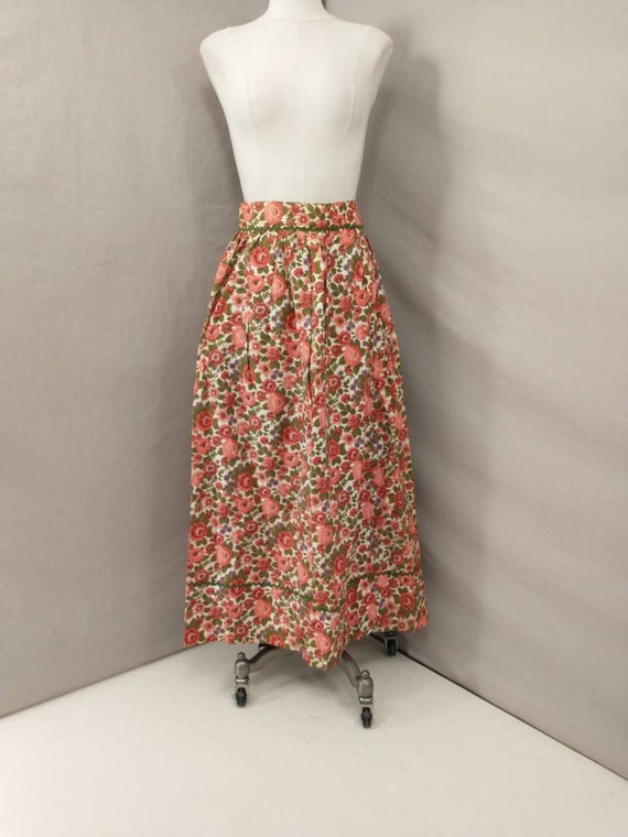 Seventies Floral Print Maxi Skirt Handmade Bright… - image 1