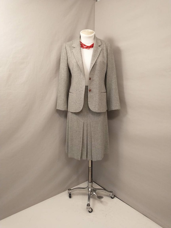 Herringbone Tweed Wool Woman's Classic Business Su