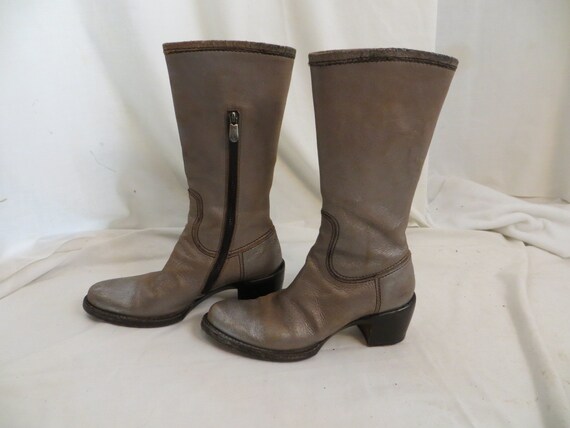 Worn Silver Boots Unusual Surface Italian Leather… - image 3