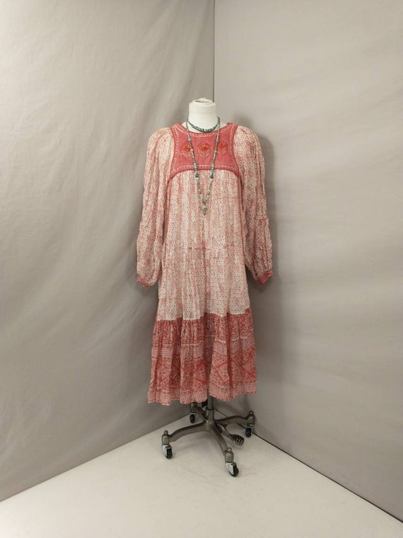 Phool 70's Gauzy Long Indian Cotton Maxi Dress Se… - image 1