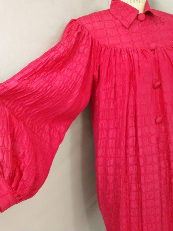 Deadstock 90's Hot Pink Silk Dress Vintage Nineti… - image 3