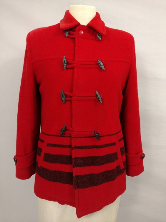 Vintage Mackinaw Red & Black Wool Lined Blanket C… - image 7