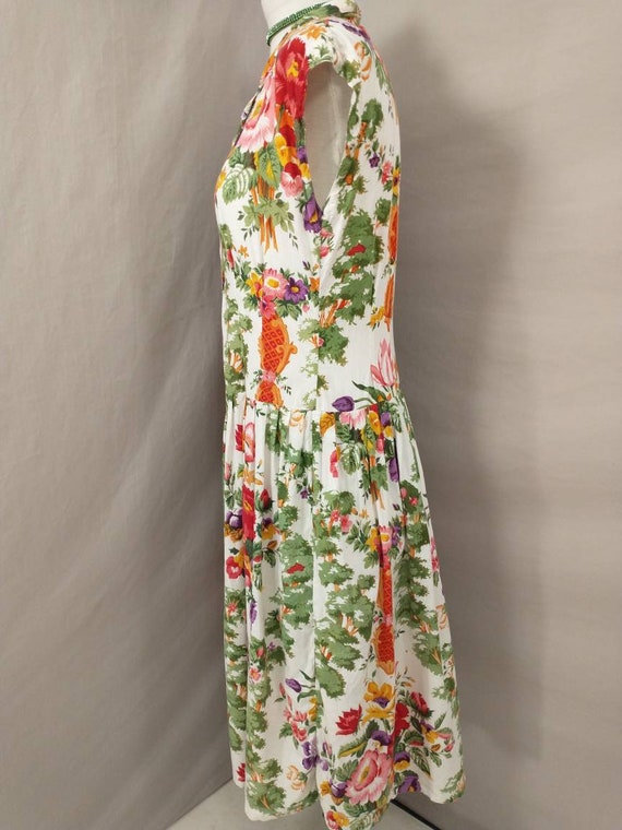 Feminine  Floral Dress Vintage 80's Feminine Slee… - image 4