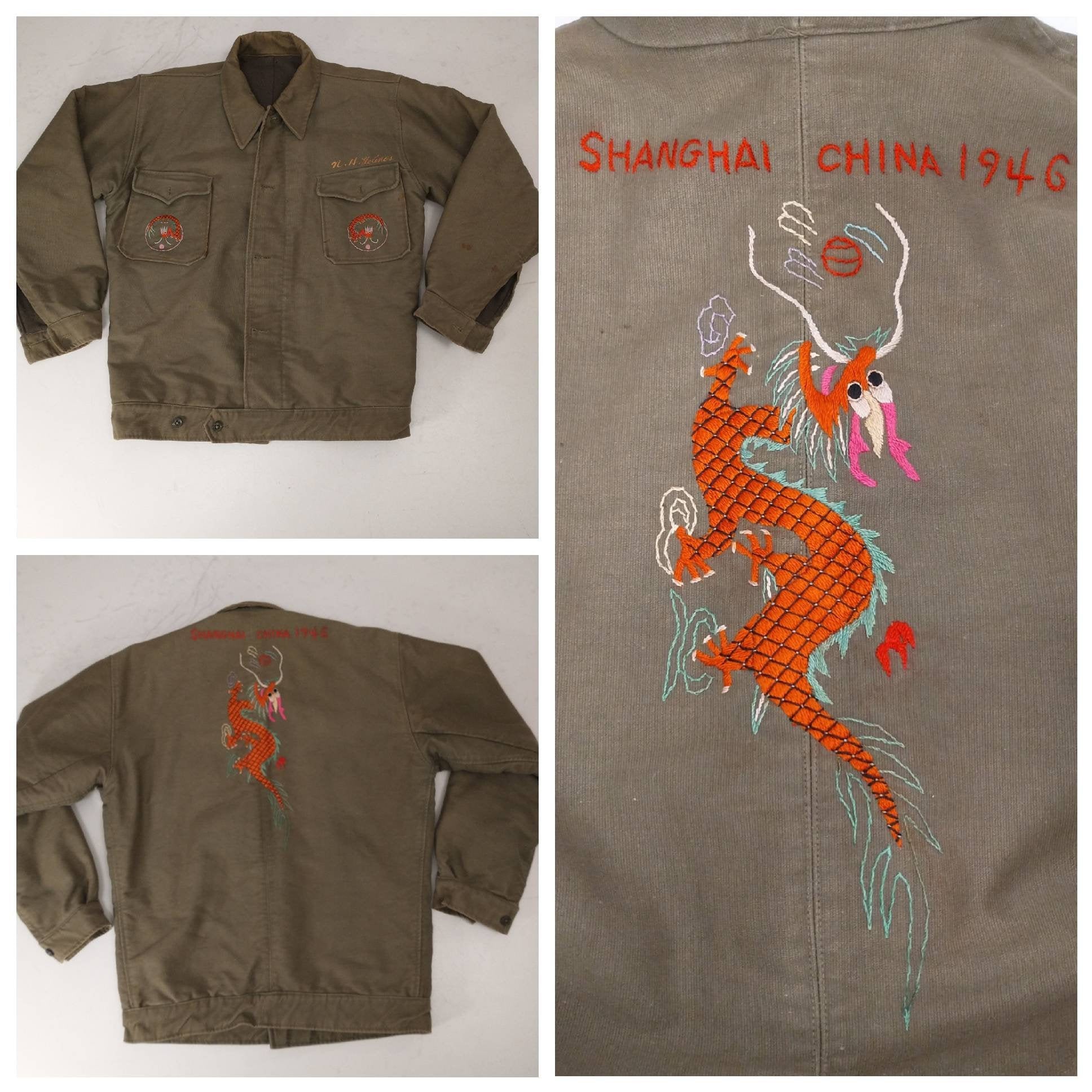 ジャケット・アウター mame Embroidered Military Coat Monikmo Vintage Embroidered Army Jacket in Army Green | Only at SWANK