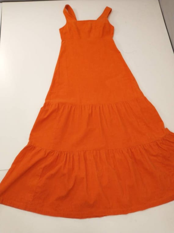 Exceptional Orange Cotton Corduroy Maxi Dress Vin… - image 9