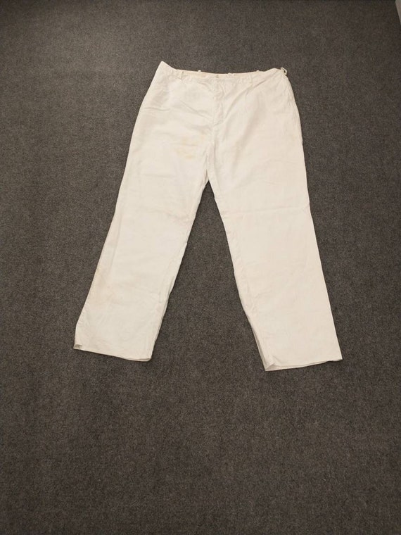 Vintage White Canvas Pants 45" Waist Old & Authent