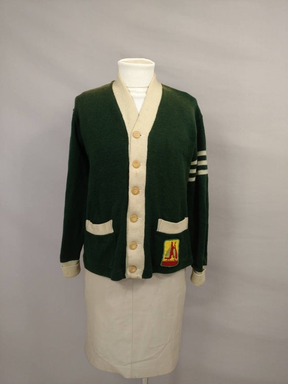 Rare Hawaii Varsity Cardigan Sweater Old Letterman 40's/50's Dark