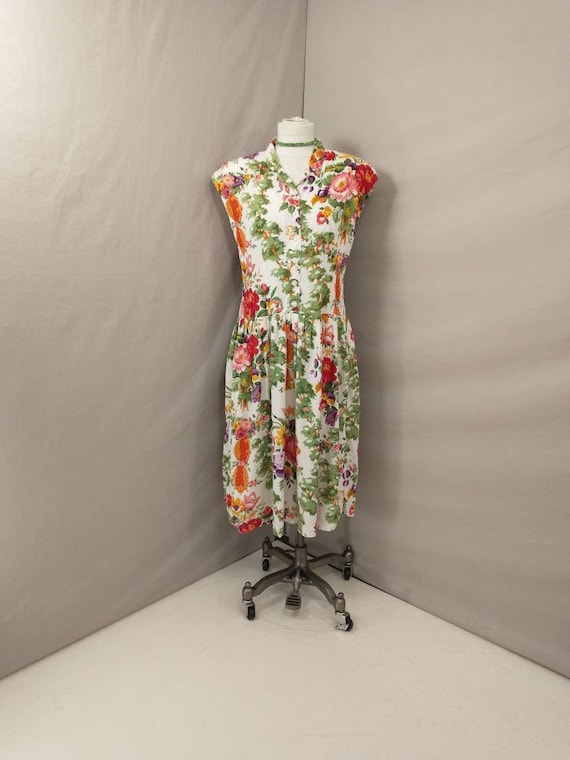 Feminine  Floral Dress Vintage 80's Feminine Slee… - image 1