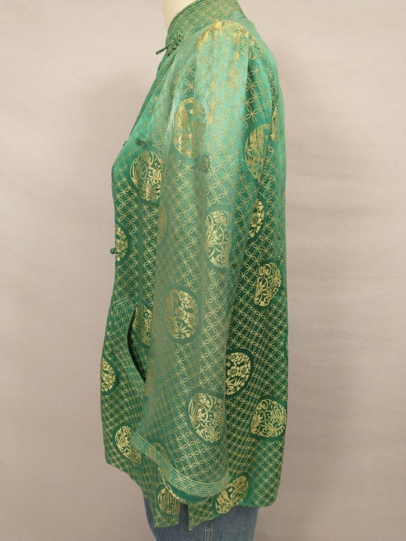 Old Silk Green Satin Chinese Jacket Gorgeous Tail… - image 5