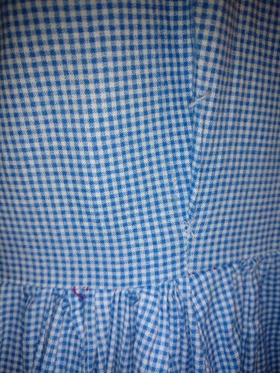 Vintage Praire Dress Blue Gingham Check Feminine … - image 3