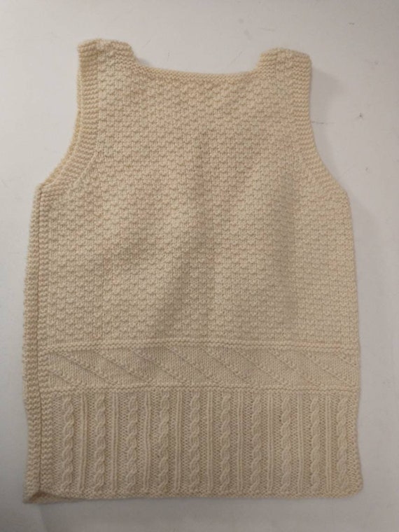 Aran Wool Hand Knit Sweater Vest Vintage 90's Nat… - image 8