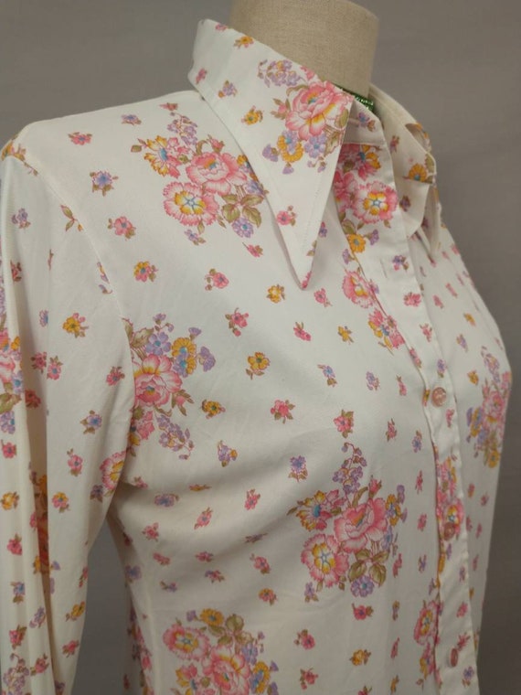 Sixties Vintage Shirt Mid Century Blouse Long Sle… - image 3