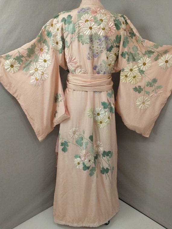 Embroidered Floral Vintage Pink Kimono Made and B… - image 2