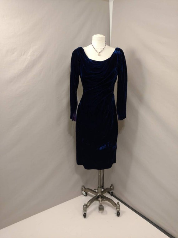 Blue Velvet Vintage 60's Evening Dress  Feminine M
