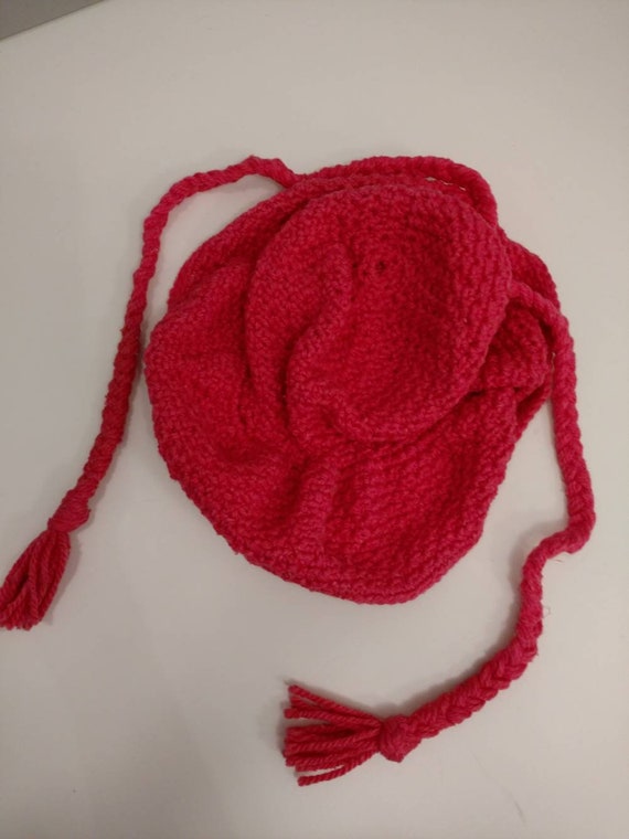 Hand Knit Bright Pink Vintage Floppy Brim Hat OS … - image 6